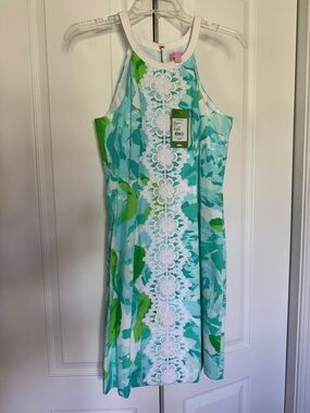 Lilly Pulitzer Turquoise, Aqua & Lime Floral Lace Mini Dress